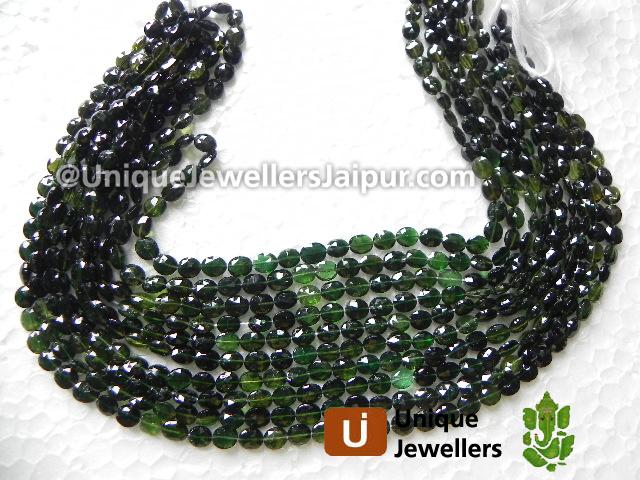 Chrome Green Tourmaline Shaded Faceted Oval Beads
